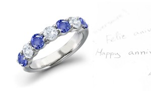 7 Stone Blue Sapphire & Diamond Ring in 1 to 3 carats tw